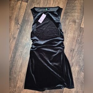 Wild Fable Elegant Black Velvet Backless Dress